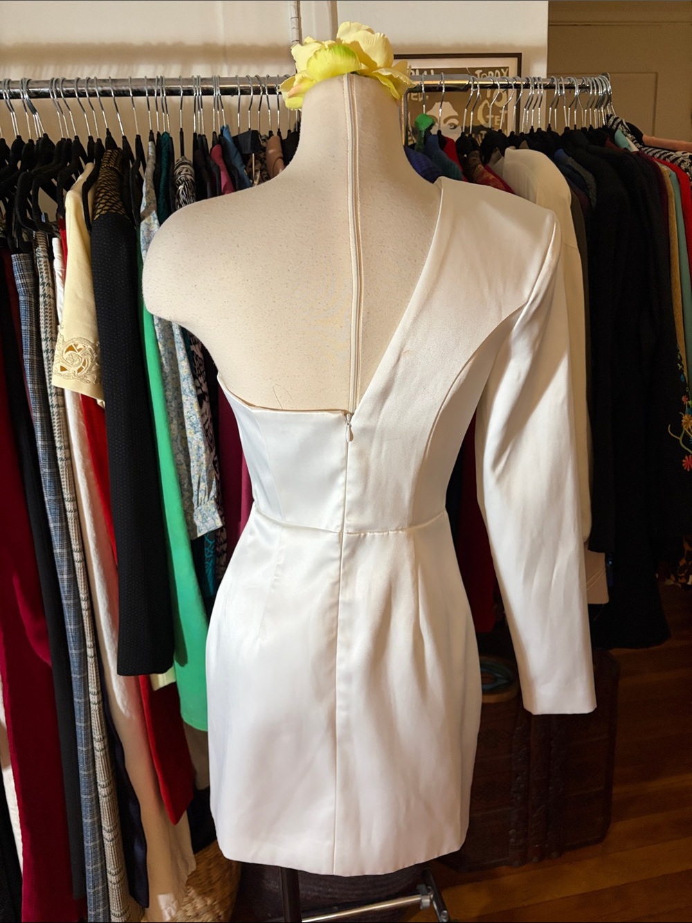 NWT NBD Revolve Vanity One Shoulder Mini Dress White Satin/Small